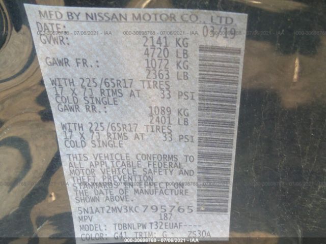 Photo 8 VIN: 5N1AT2MV3KC795765 - NISSAN ROGUE 