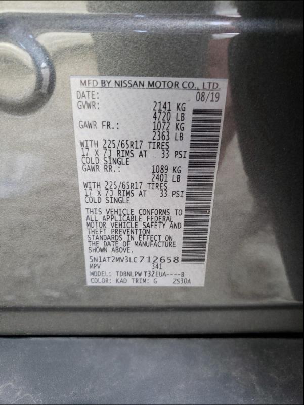 Photo 9 VIN: 5N1AT2MV3LC712658 - NISSAN ROGUE S 