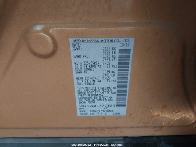 Photo 8 VIN: 5N1AT2MV4FC777183 - NISSAN ROGUE 