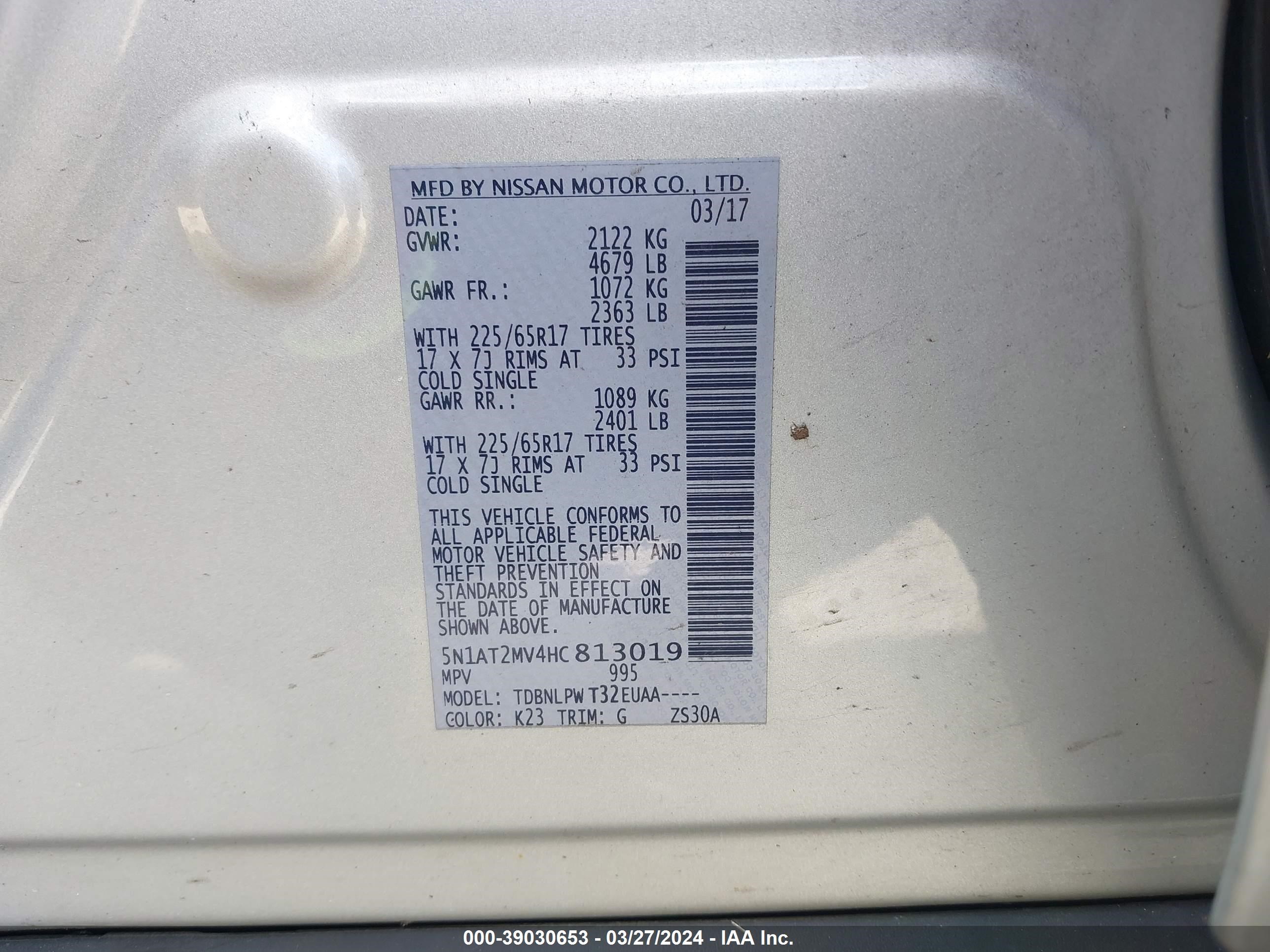 Photo 8 VIN: 5N1AT2MV4HC813019 - NISSAN ROGUE 