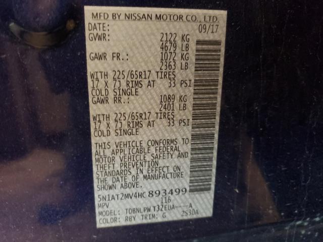 Photo 9 VIN: 5N1AT2MV4HC893499 - NISSAN ROGUE 