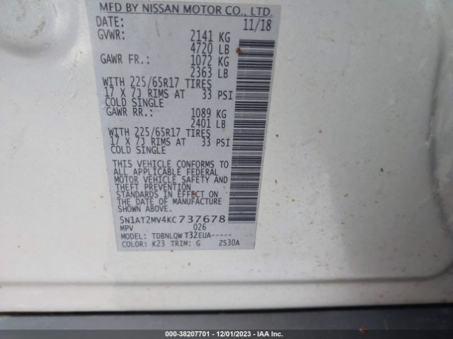 Photo 8 VIN: 5N1AT2MV4KC737678 - NISSAN ROGUE 