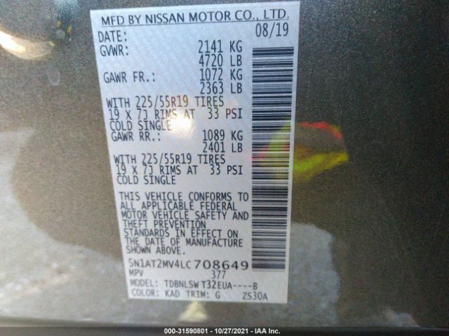 Photo 8 VIN: 5N1AT2MV4LC708649 - NISSAN ROGUE 