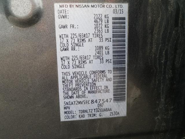 Photo 9 VIN: 5N1AT2MV5FC847547 - NISSAN ROGUE S 