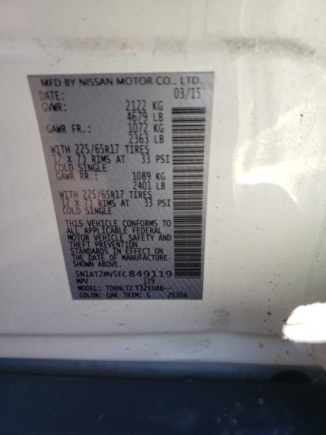 Photo 9 VIN: 5N1AT2MV5FC849119 - NISSAN ROGUE S 