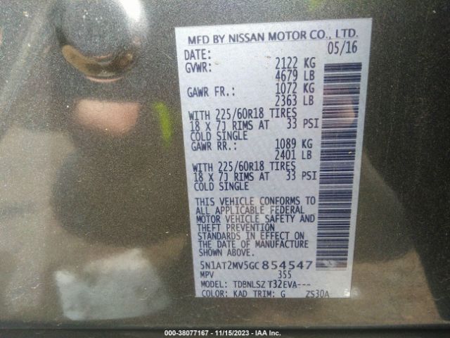 Photo 8 VIN: 5N1AT2MV5GC854547 - NISSAN ROGUE 