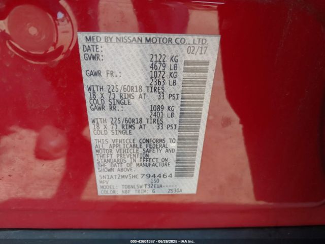 Photo 8 VIN: 5N1AT2MV5HC794464 - NISSAN ROGUE 