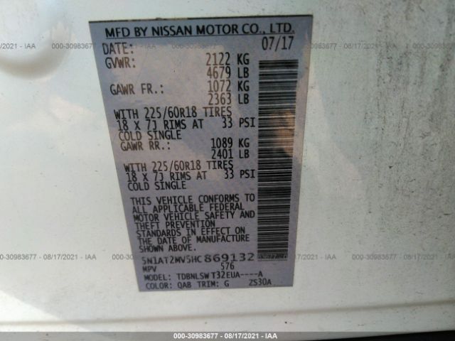 Photo 8 VIN: 5N1AT2MV5HC869132 - NISSAN ROGUE 