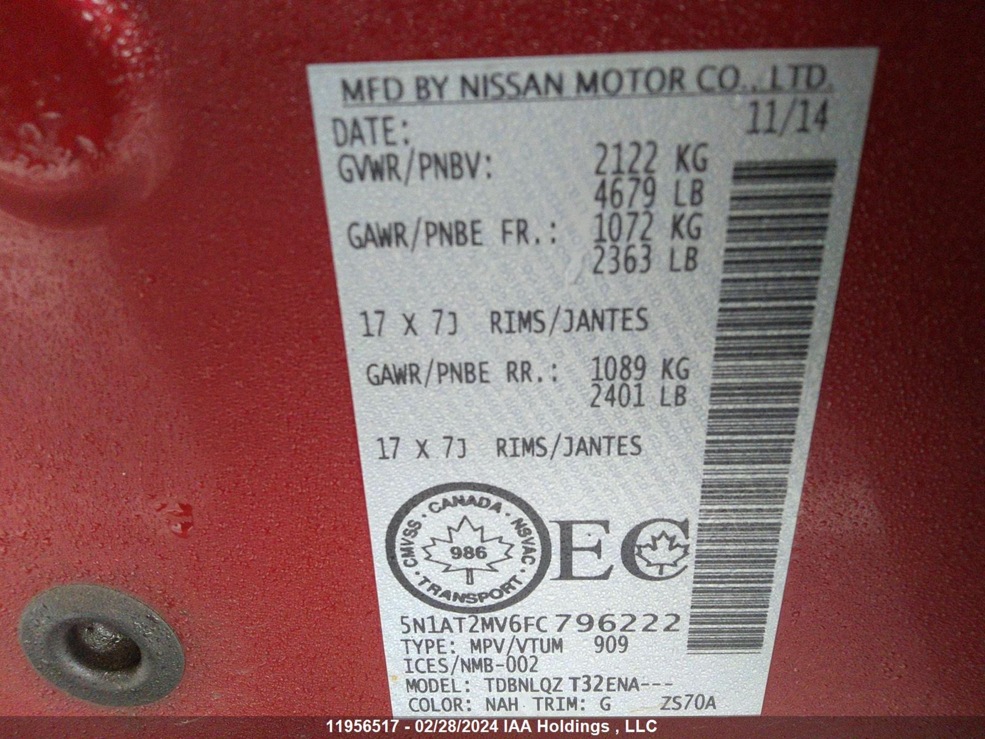 Photo 8 VIN: 5N1AT2MV6FC796222 - NISSAN ROGUE 