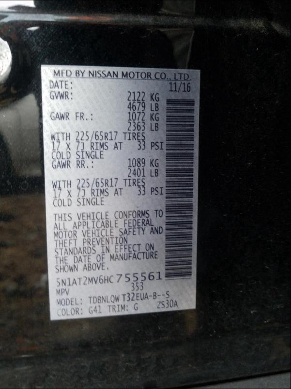 Photo 9 VIN: 5N1AT2MV6HC755561 - NISSAN ROGUE 