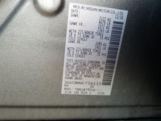 Photo 9 VIN: 5N1AT2MV6HC756533 - NISSAN ROGUE 