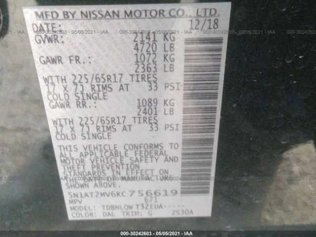 Photo 8 VIN: 5N1AT2MV6KC756619 - NISSAN ROGUE 