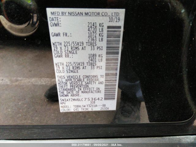 Photo 8 VIN: 5N1AT2MV6LC753642 - NISSAN ROGUE 