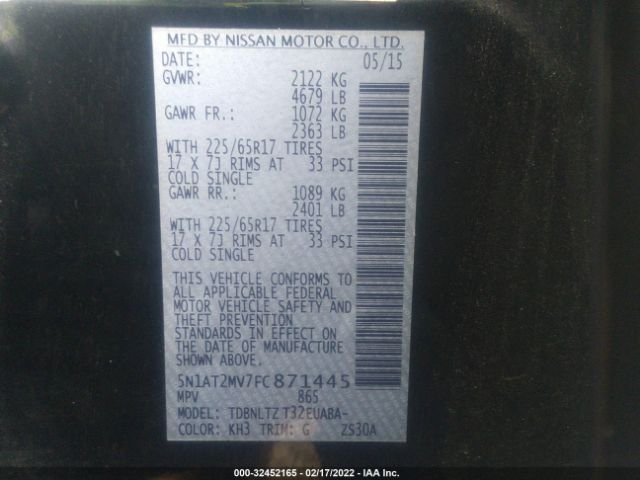 Photo 8 VIN: 5N1AT2MV7FC871445 - NISSAN ROGUE 