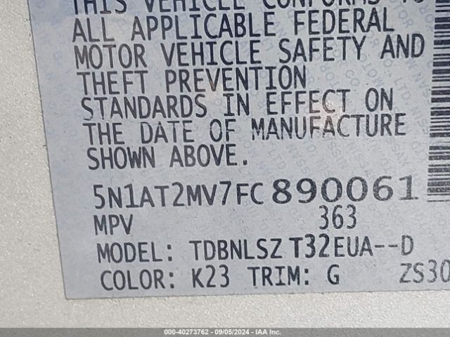 Photo 8 VIN: 5N1AT2MV7FC890061 - NISSAN ROGUE 