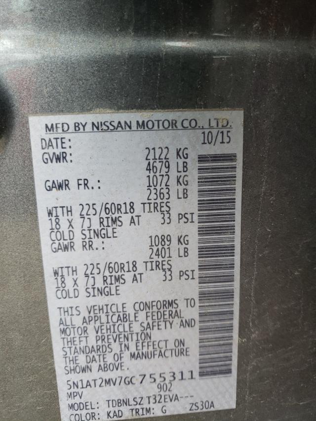 Photo 9 VIN: 5N1AT2MV7GC755311 - NISSAN ROGUE S 