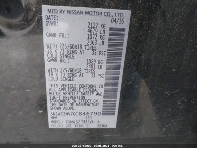 Photo 8 VIN: 5N1AT2MV7GC846790 - NISSAN ROGUE 