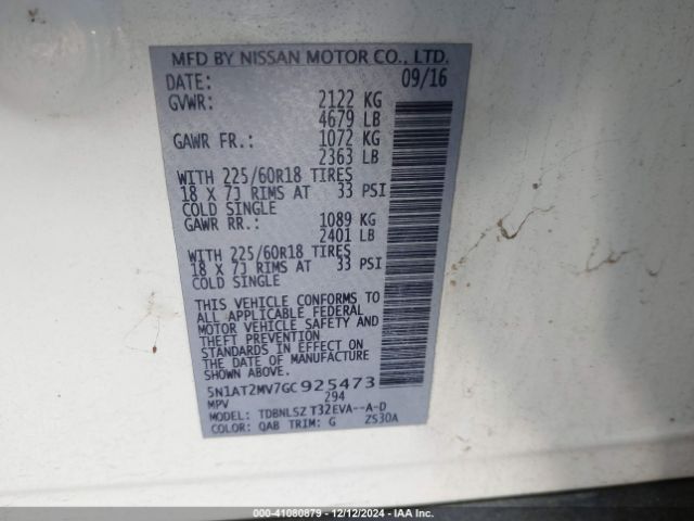 Photo 8 VIN: 5N1AT2MV7GC925473 - NISSAN ROGUE 