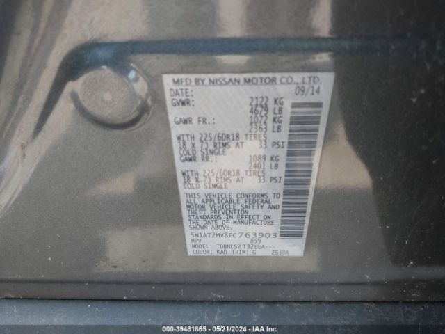 Photo 8 VIN: 5N1AT2MV8FC763903 - NISSAN ROGUE 