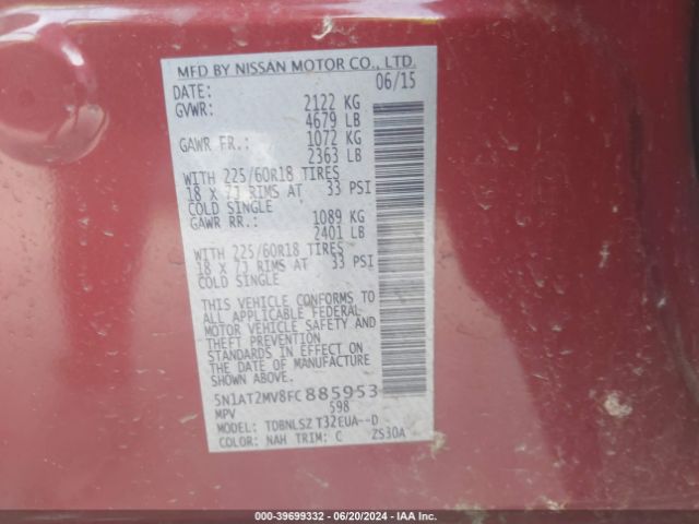 Photo 8 VIN: 5N1AT2MV8FC885953 - NISSAN ROGUE 