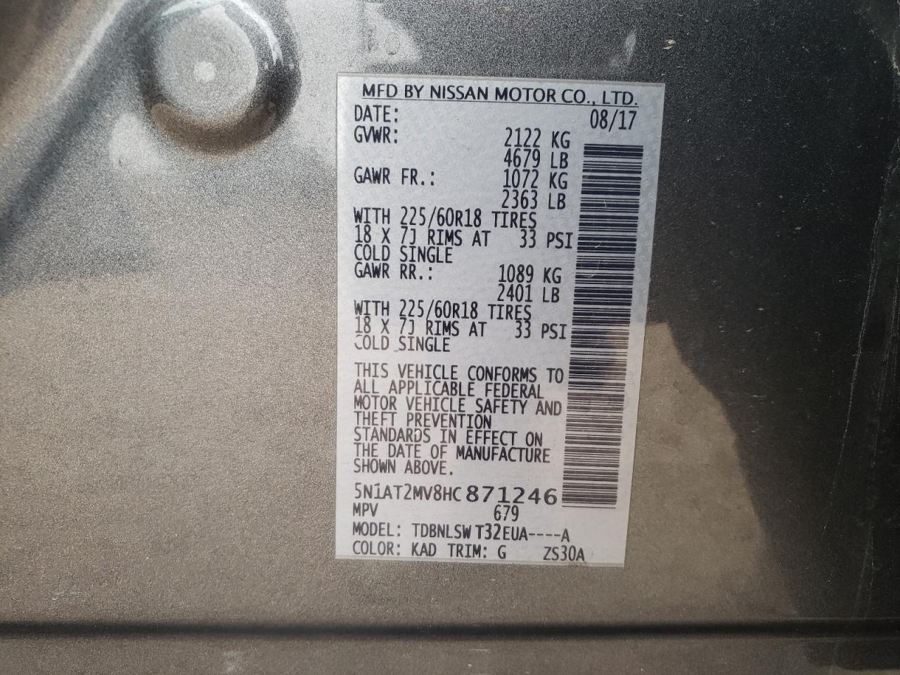 Photo 12 VIN: 5N1AT2MV8HC871246 - NISSAN ROGUE 