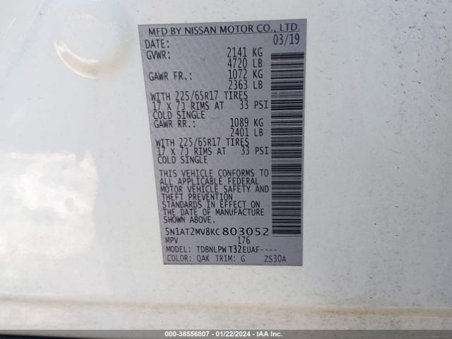 Photo 8 VIN: 5N1AT2MV8KC803052 - NISSAN ROGUE 