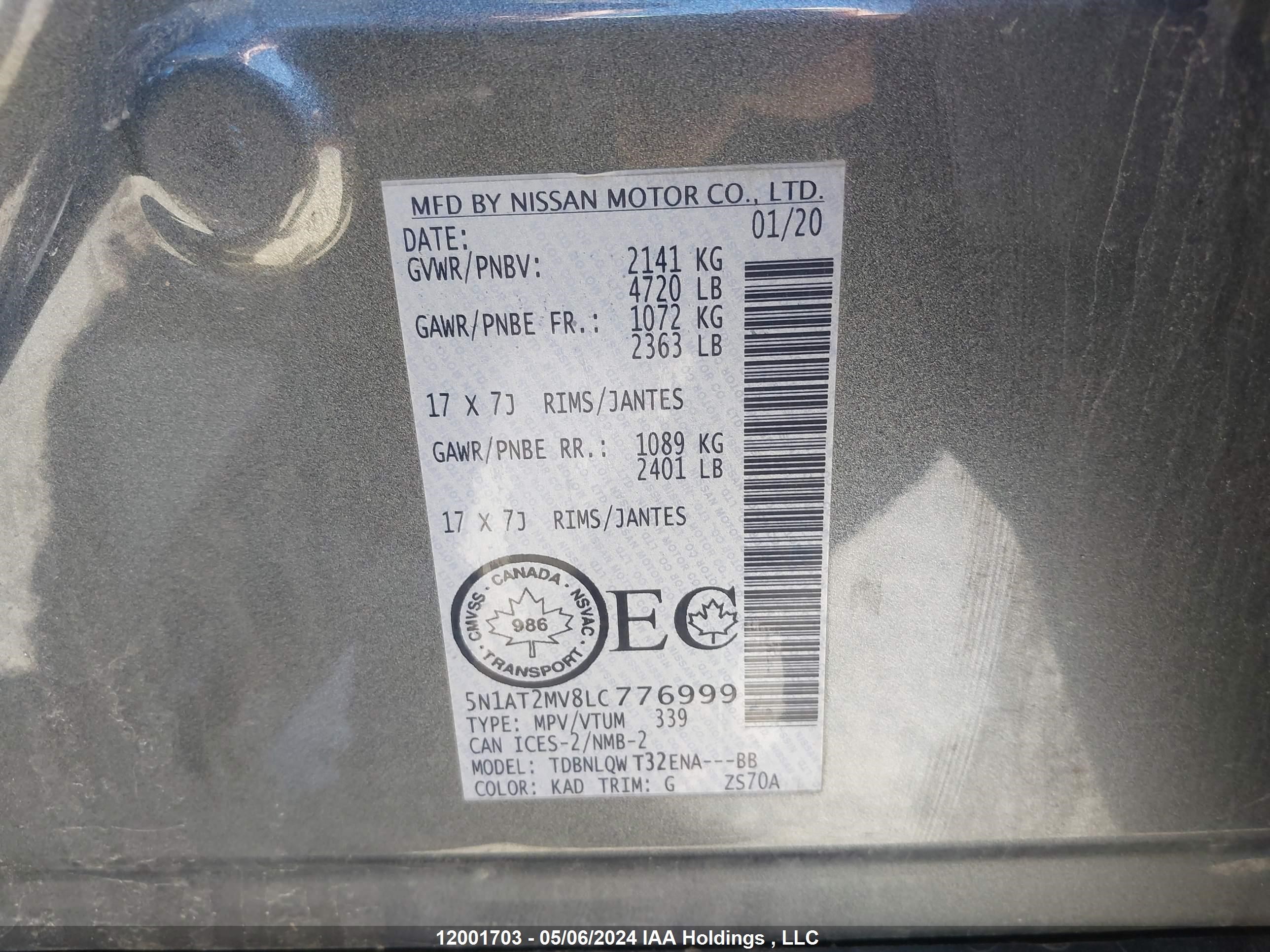 Photo 8 VIN: 5N1AT2MV8LC776999 - NISSAN ROGUE 