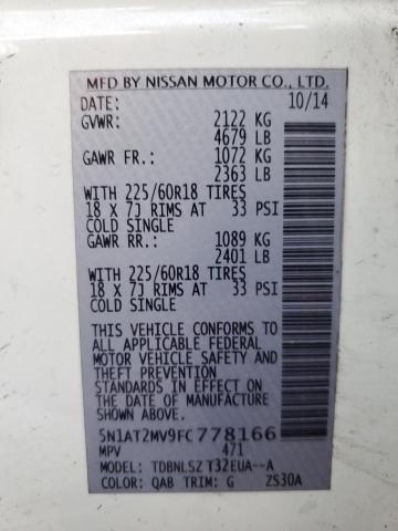 Photo 12 VIN: 5N1AT2MV9FC778166 - NISSAN ROGUE S 