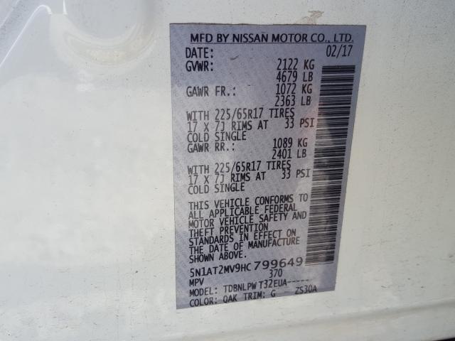 Photo 9 VIN: 5N1AT2MV9HC799649 - NISSAN ROGUE 