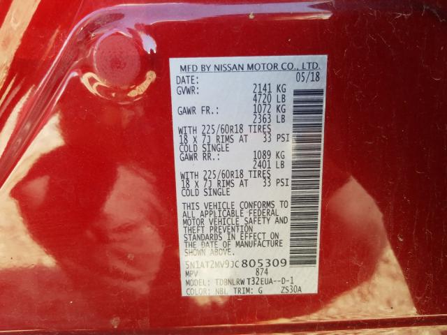 Photo 9 VIN: 5N1AT2MV9JC805309 - NISSAN ROGUE S 