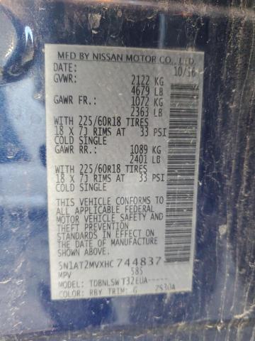 Photo 12 VIN: 5N1AT2MVXHC744837 - NISSAN ROGUE SV 