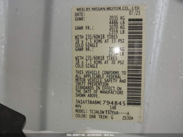 Photo 8 VIN: 5N1AT3BA6MC794845 - NISSAN ROGUE 