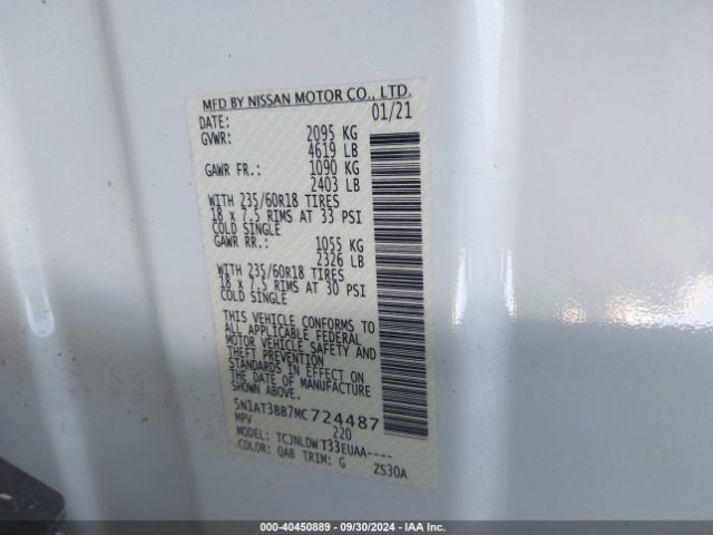 Photo 8 VIN: 5N1AT3BB7MC724487 - NISSAN ROGUE 