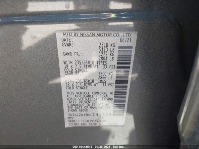 Photo 8 VIN: 5N1AZ2AJ4MC141523 - NISSAN MURANO 