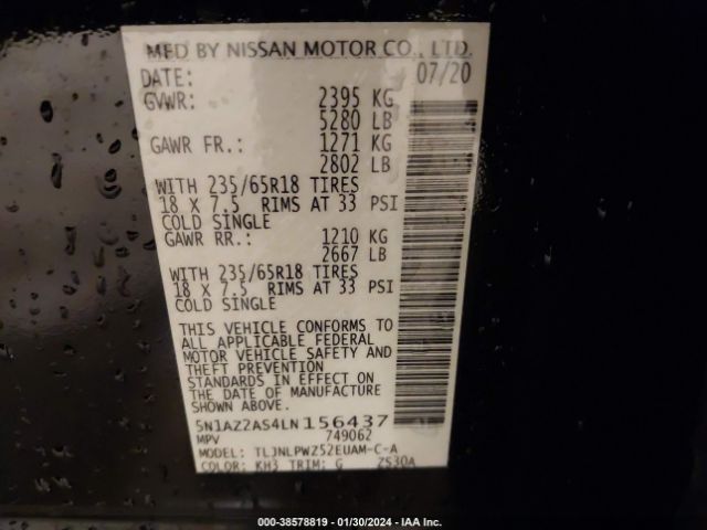 Photo 8 VIN: 5N1AZ2AS4LN156437 - NISSAN MURANO 