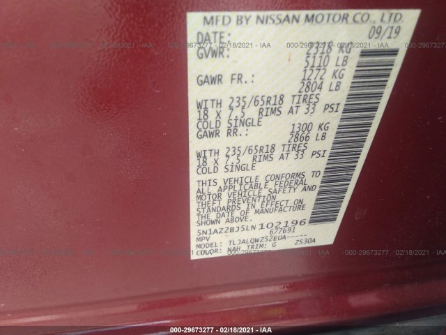 Photo 8 VIN: 5N1AZ2BJ5LN102196 - NISSAN MURANO 