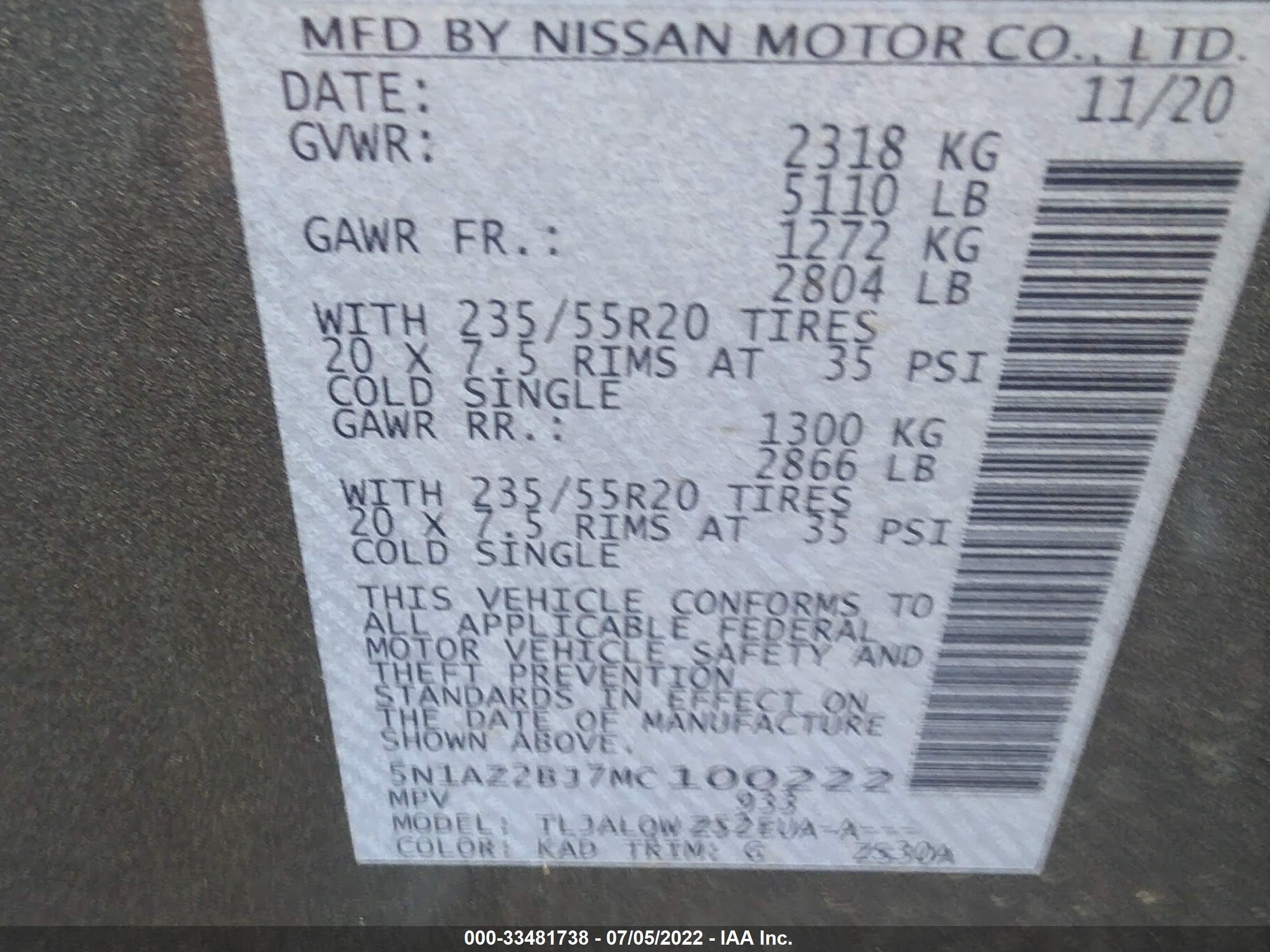 Photo 8 VIN: 5N1AZ2BJ7MC100222 - NISSAN MURANO 