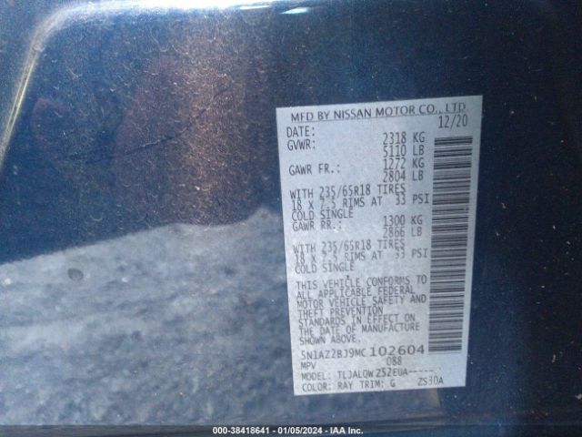 Photo 8 VIN: 5N1AZ2BJ9MC102604 - NISSAN MURANO 