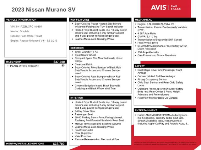 Photo 12 VIN: 5N1AZ2BJXPC119495 - NISSAN MURANO SV 