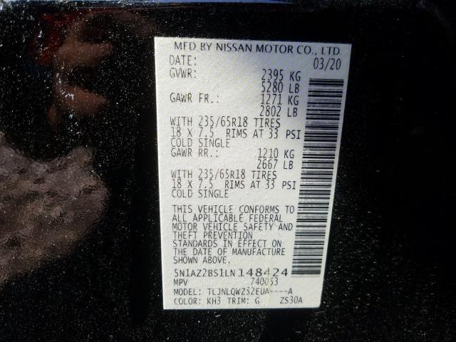 Photo 9 VIN: 5N1AZ2BS1LN148424 - NISSAN MURANO 