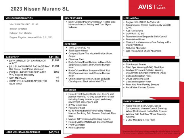 Photo 12 VIN: 5N1AZ2CJ2PC122146 - NISSAN MURANO SL 