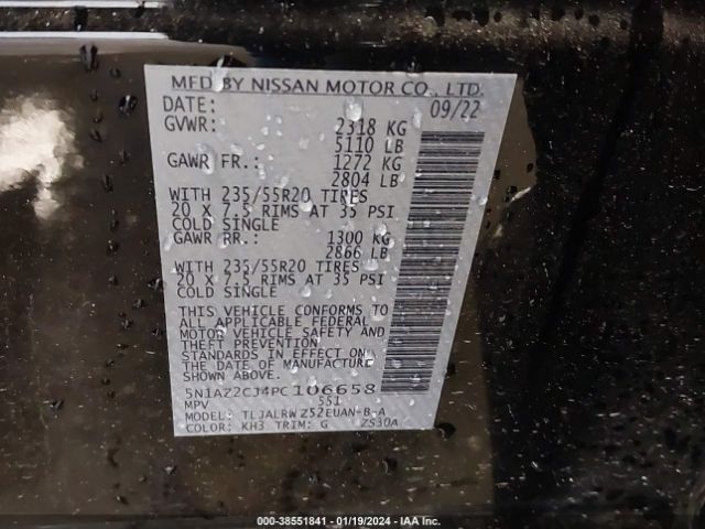 Photo 8 VIN: 5N1AZ2CJ4PC106658 - NISSAN MURANO 