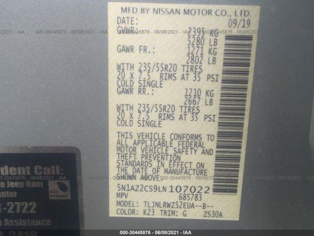 Photo 8 VIN: 5N1AZ2CS9LN107022 - NISSAN MURANO 