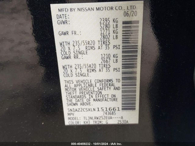 Photo 8 VIN: 5N1AZ2CSXLN151661 - NISSAN MURANO 