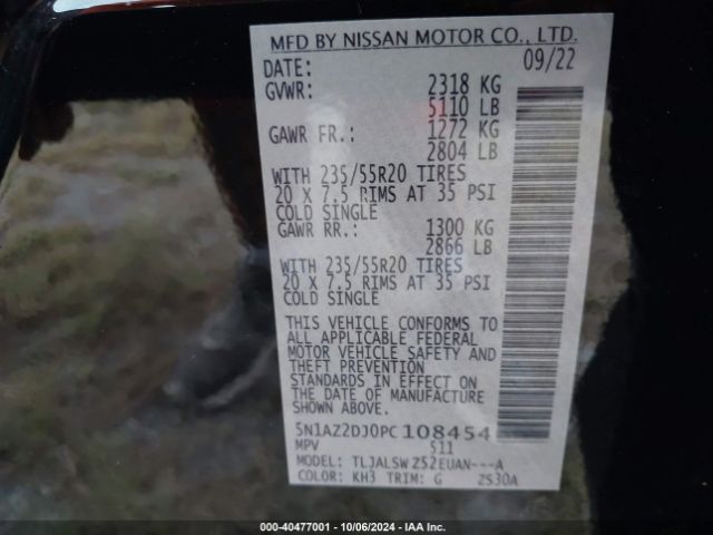 Photo 8 VIN: 5N1AZ2DJ0PC108454 - NISSAN MURANO 