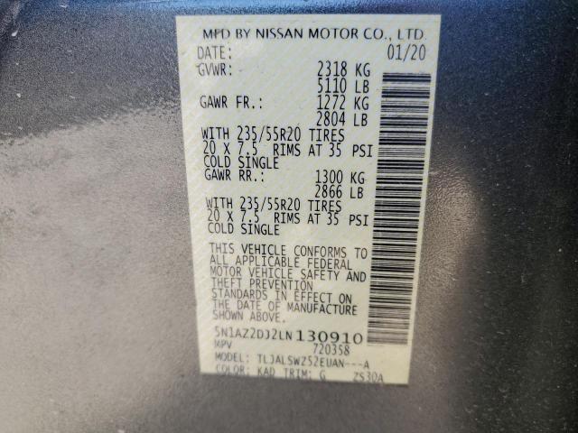 Photo 12 VIN: 5N1AZ2DJ2LN130910 - NISSAN MURANO 