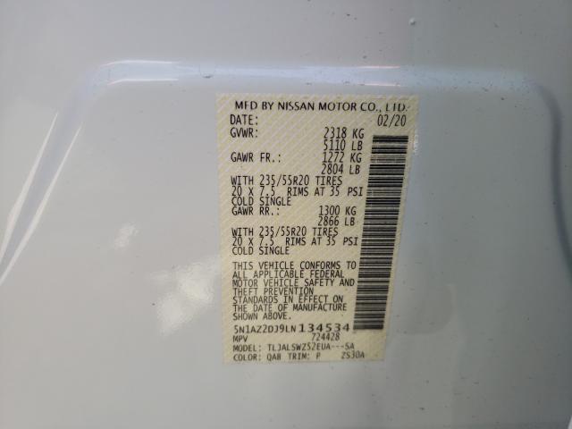 Photo 9 VIN: 5N1AZ2DJ9LN134534 - NISSAN MURANO PLA 