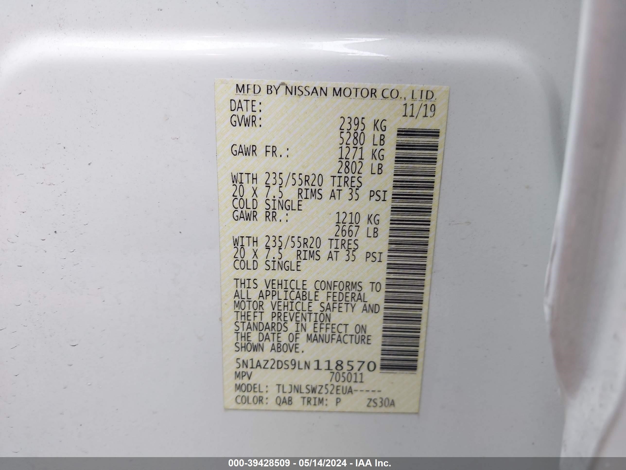 Photo 8 VIN: 5N1AZ2DS9LN118570 - NISSAN MURANO 