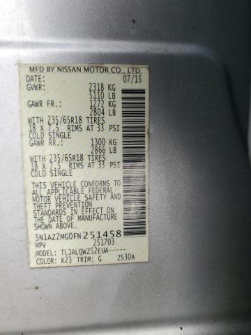 Photo 12 VIN: 5N1AZ2MG0FN251458 - NISSAN MURANO 