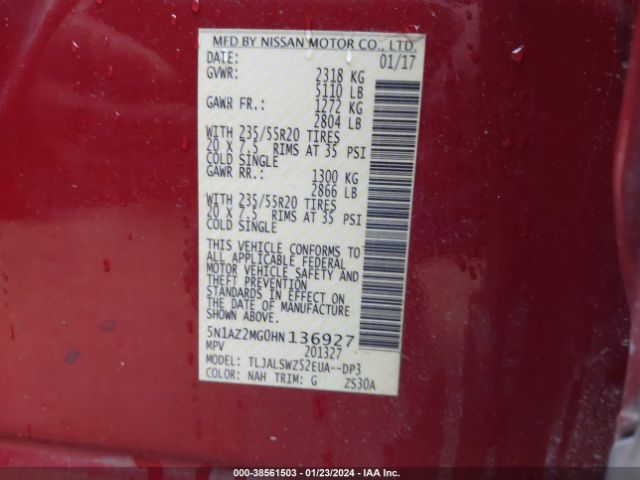 Photo 8 VIN: 5N1AZ2MG0HN136927 - NISSAN MURANO 